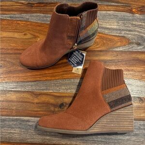 Toms Suede Plaid Ankle Booties